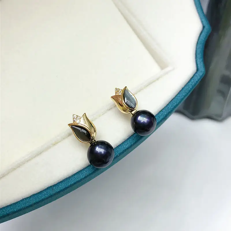 Pearl Earrings with Leaf Design for Women - Image 9