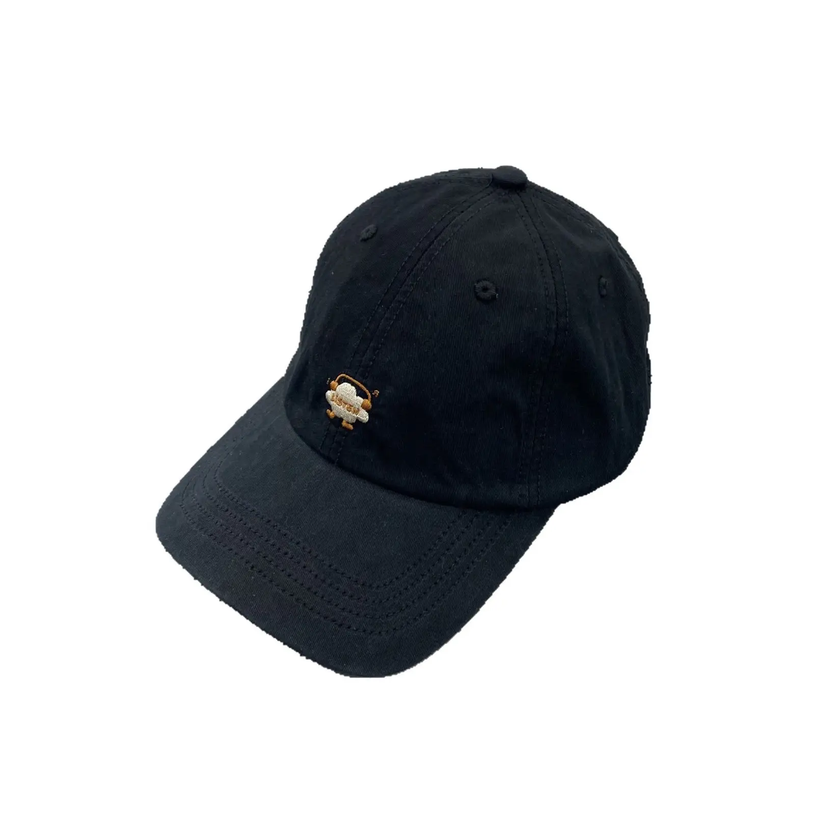 Women's Green Cotton Baseball Cap with Flower Button