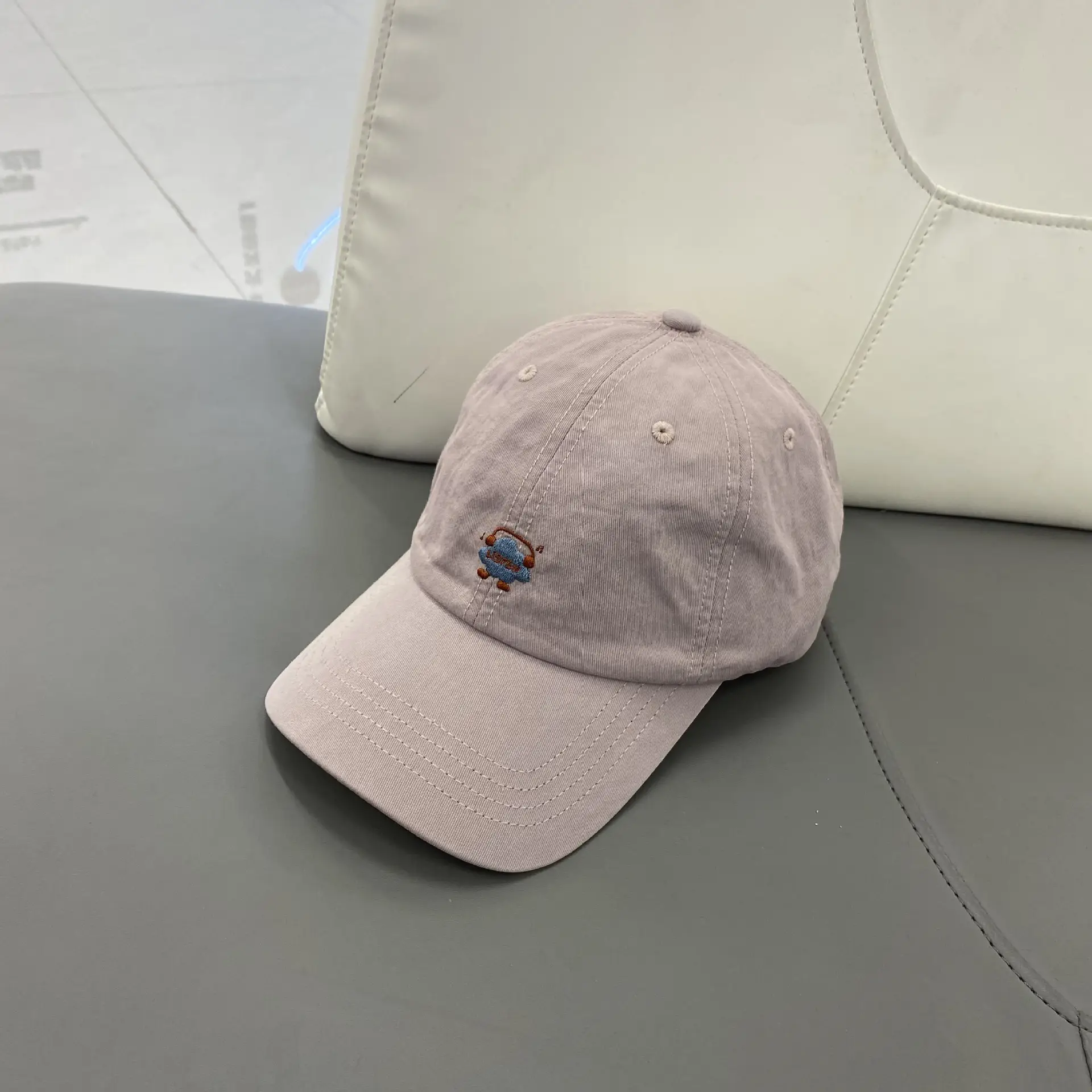 Women's Green Cotton Baseball Cap with Flower Button