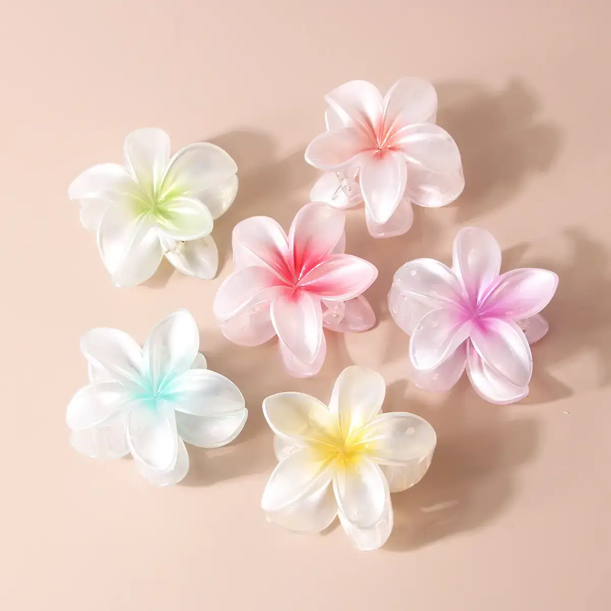 Large Pearlescent Flower Hair Clips Gradient Colors - Image 10