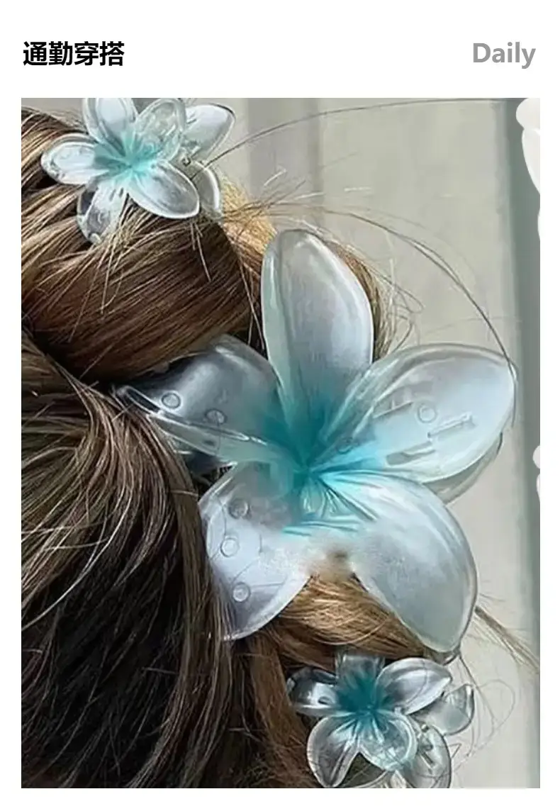 Large Pearlescent Flower Hair Clips Gradient Colors — feature 4