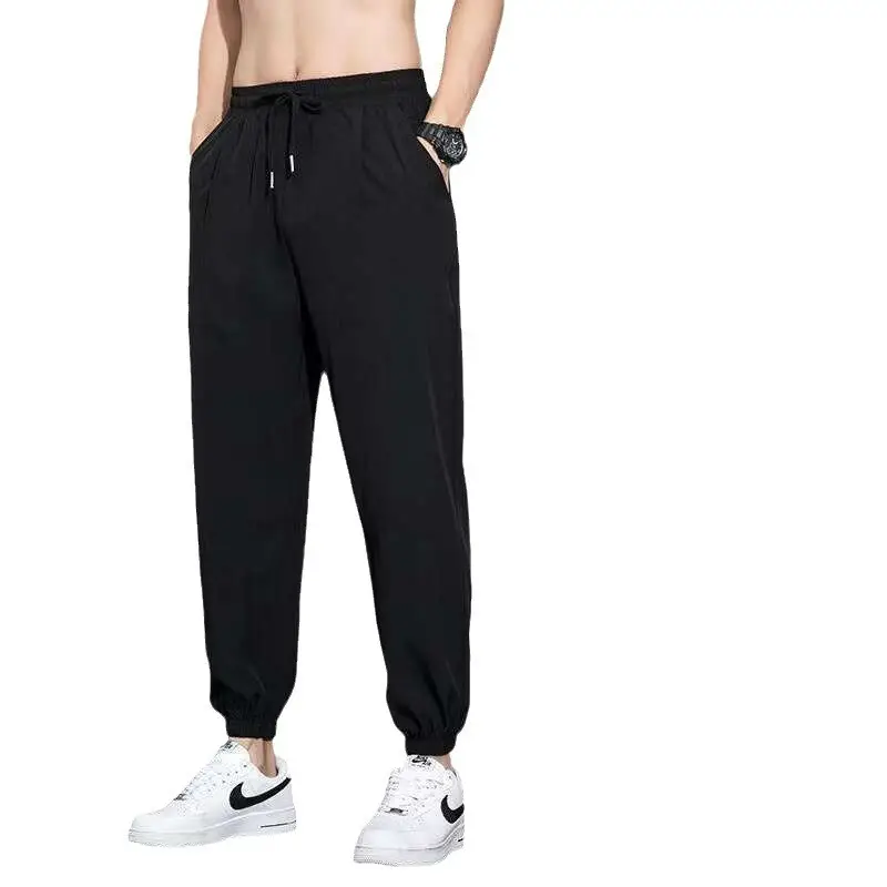 Men's Black & Gray Loose Leg Pants Summer Casual Wear