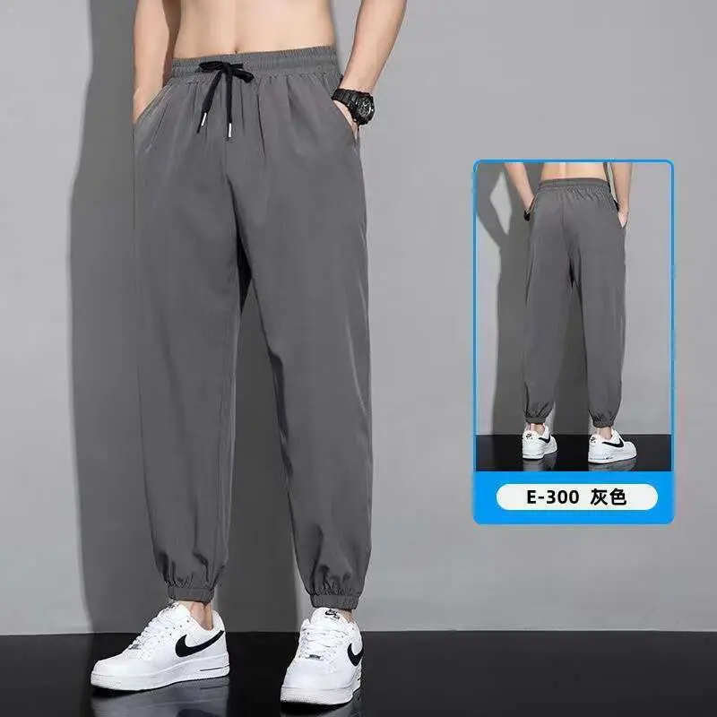 Men's Black & Gray Loose Leg Pants Summer Casual Wear — feature 7