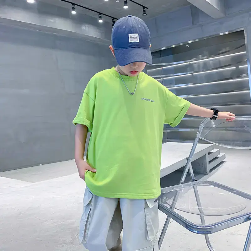 Boys Green Cotton Short Sleeve T-Shirt 2024 - Image 4