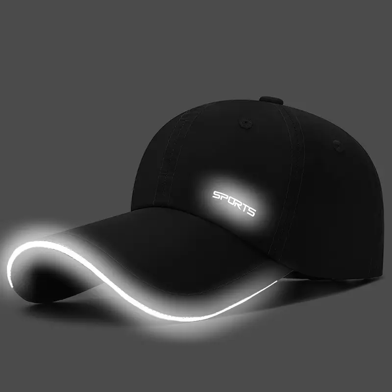 Men Black Sports Cap with Reflective 3.5CM Brim