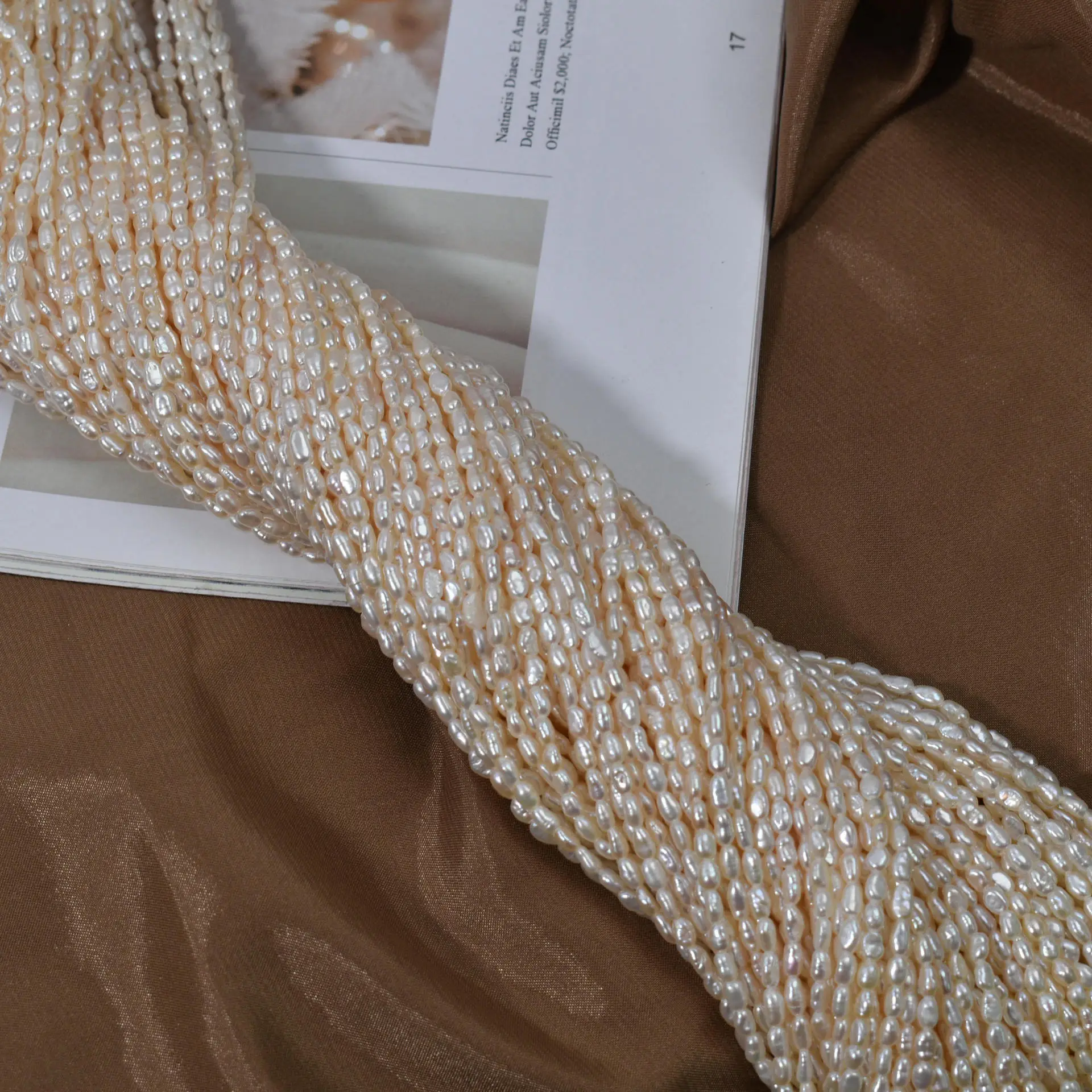 3.5mm Natural Pearl Bracelet Necklace Ring Handmade DIY Jewelry Accessories - Image 4