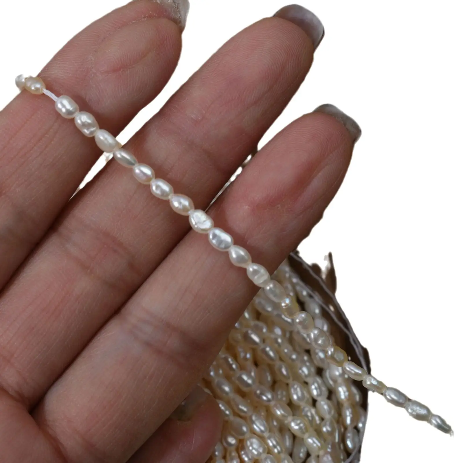 3.5mm Natural Pearl Bracelet Necklace Ring Handmade DIY Jewelry Accessories - Image 6