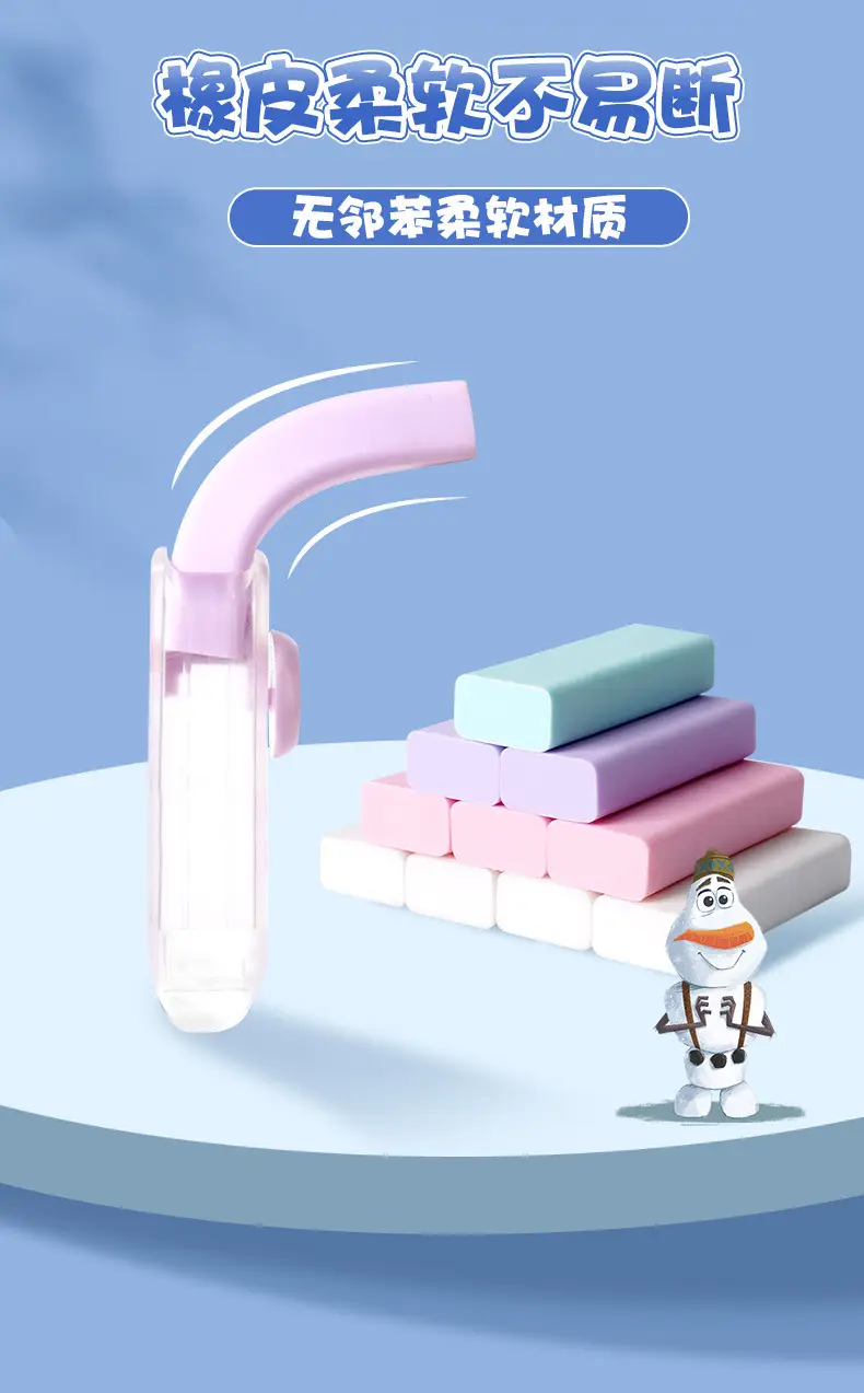 Disney Ice and Snow Retractable Eraser Chip-Free Clean Push-Type Girls Leaves No Traces Push-Pull Creative 2B Elephant Skin — feature 7