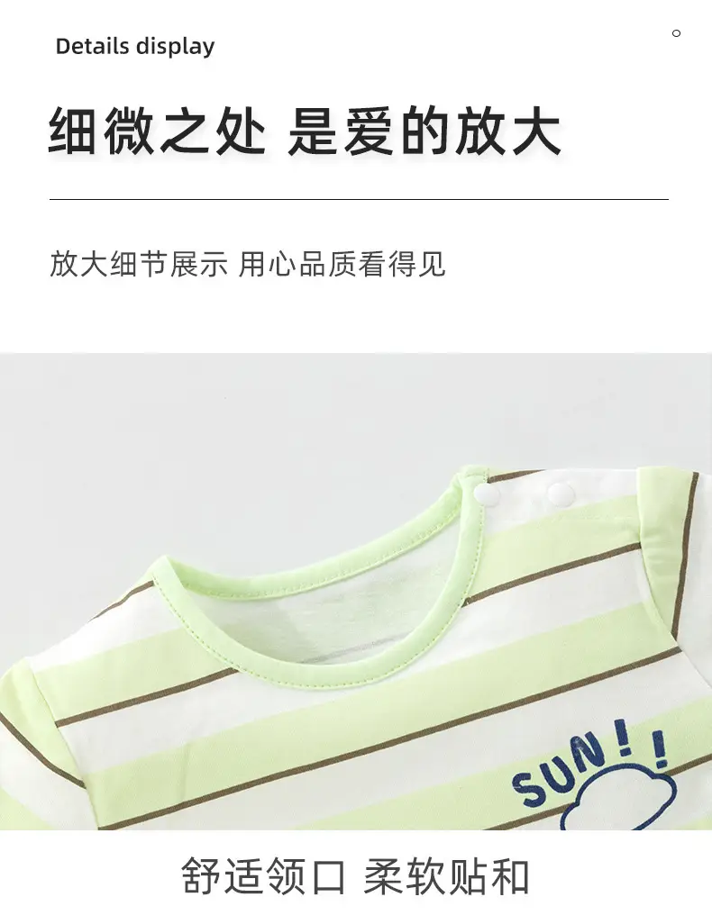 Baby T-shirt Summer Cotton Striped Blue Cartoon — feature 7