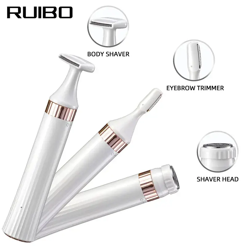 3-in-1 Electric Eyebrow Lip Hair Shaver White Gold
