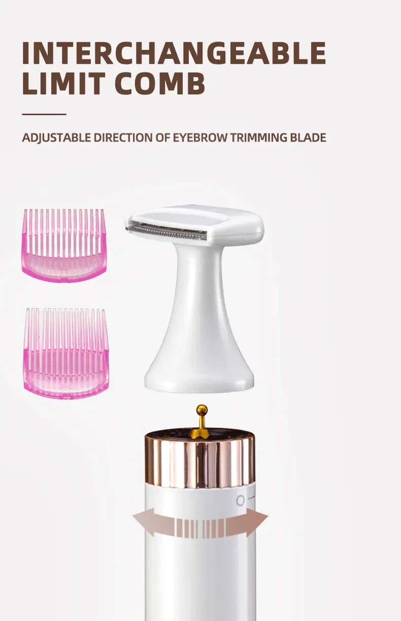 3-in-1 Electric Eyebrow Lip Hair Shaver White Gold — feature 7