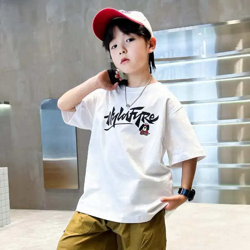 New Boys Cartoon Printed T-Shirt White Summer 2024 - Image 4