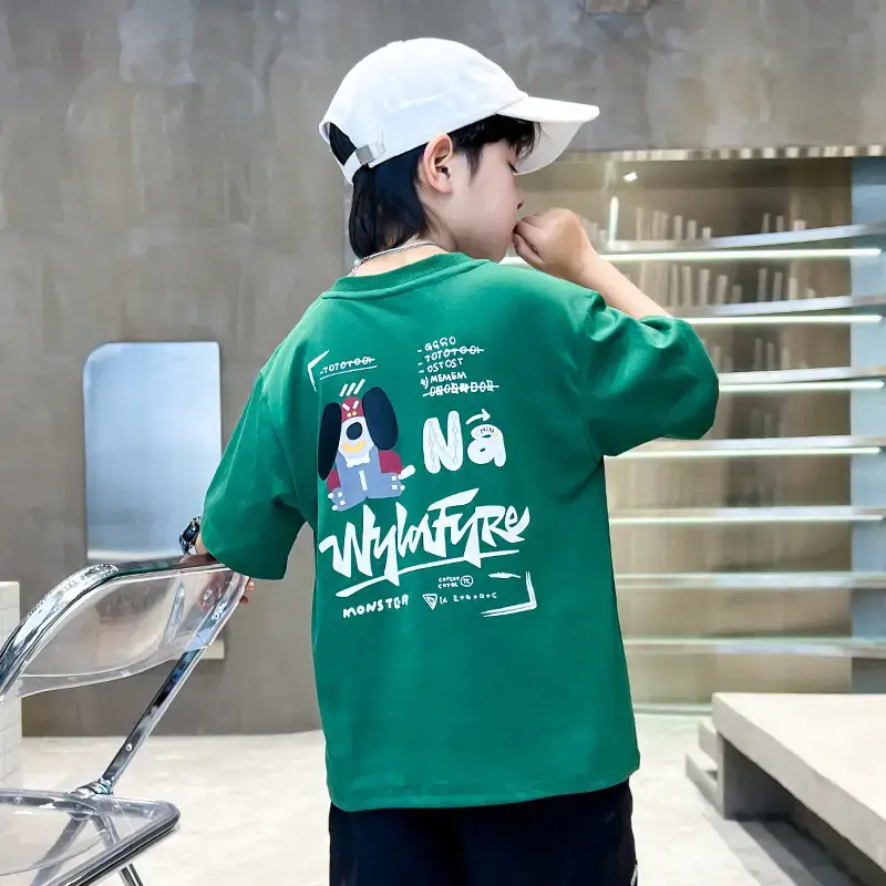 New Boys Cartoon Printed T-Shirt White Summer 2024 - Image 5
