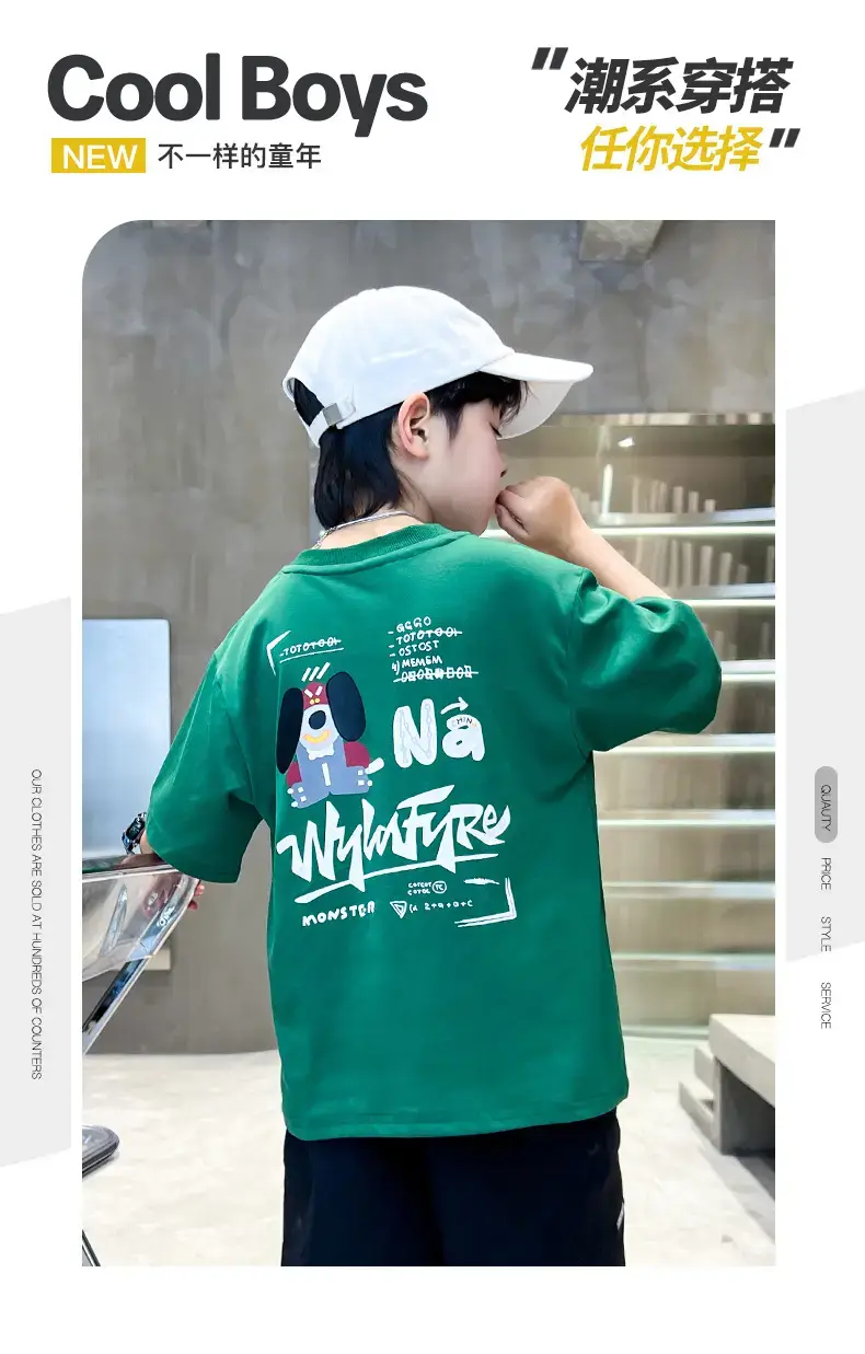 New Boys Cartoon Printed T-Shirt White Summer 2024 — feature 1