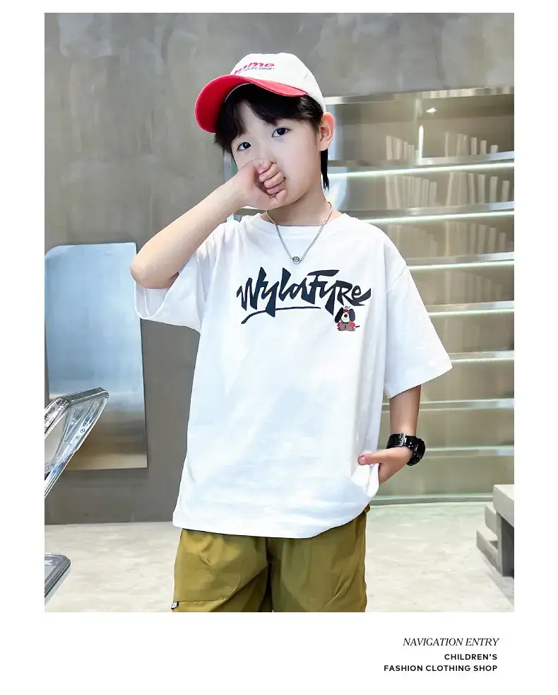 New Boys Cartoon Printed T-Shirt White Summer 2024 — feature 14