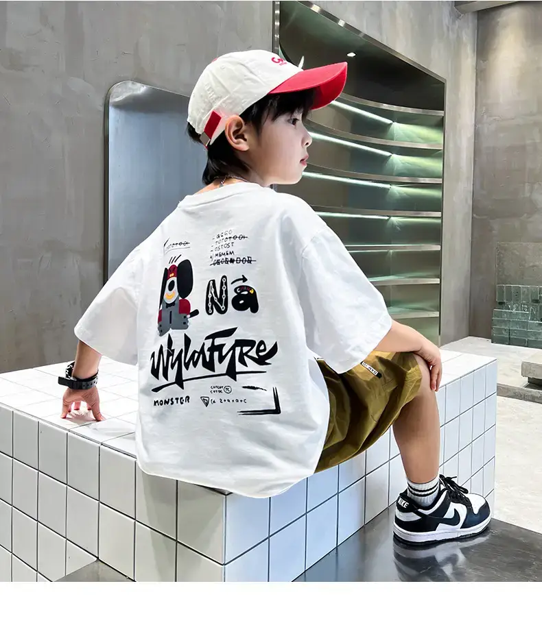 New Boys Cartoon Printed T-Shirt White Summer 2024 — feature 16
