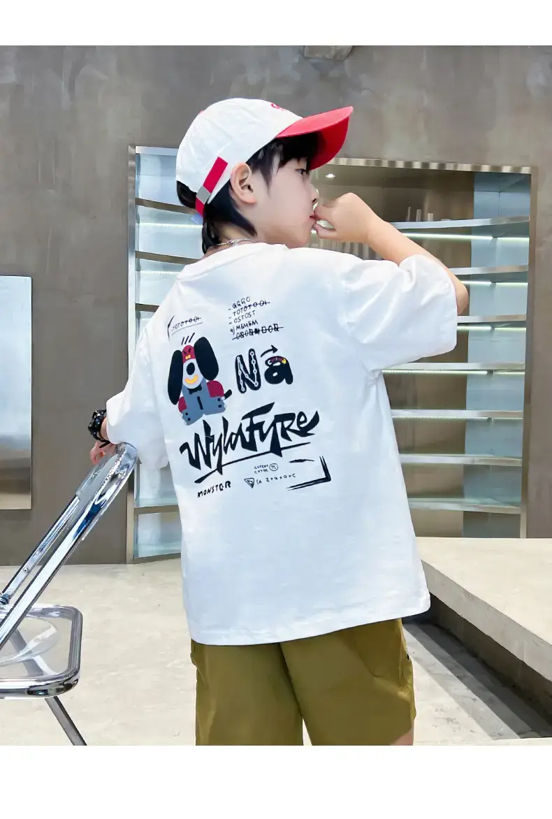 New Boys Cartoon Printed T-Shirt White Summer 2024 — feature 19