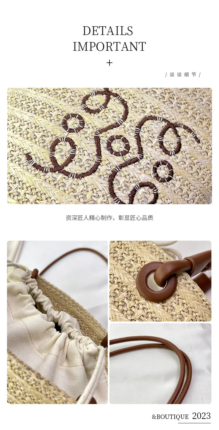 Women Woven Straw Crossbody Bag with Monogram Design — feature 12