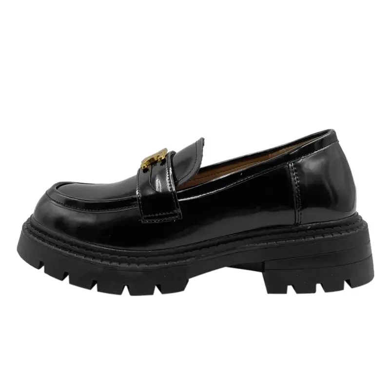 Summer Thick-soled Loafers British-style Student's Small Leather Shoes Women's Thick Heel Heeled Shoes Black Slip-on All-match Single-layer Shoes - Image 6