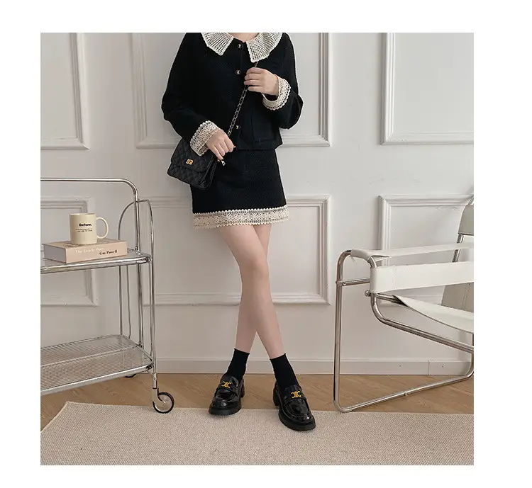 Summer Thick-soled Loafers British-style Student's Small Leather Shoes Women's Thick Heel Heeled Shoes Black Slip-on All-match Single-layer Shoes — feature 2