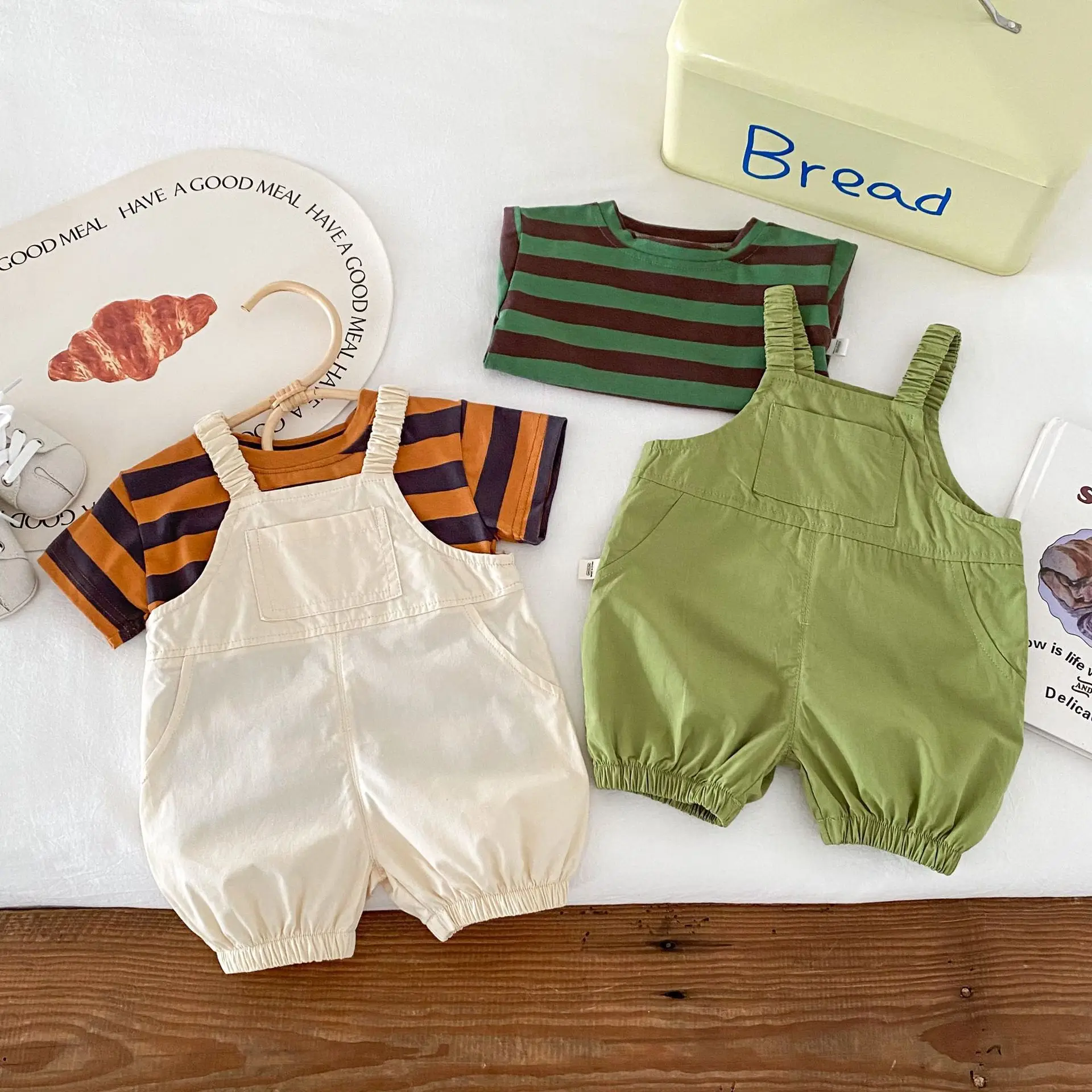 Kids Casual Suspenders Summer Pants 0-5Yr Solid Color - Image 6