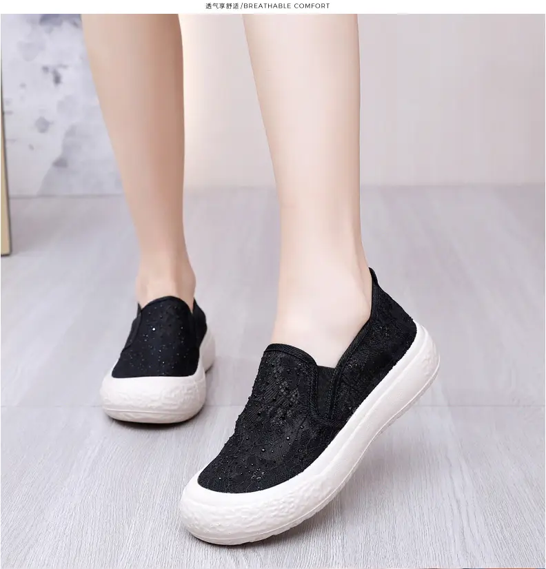 Thick-Soled Fisherman's Shoes Spring and Summer New Women's Shoes Breathable Lace Mesh Women's Flats Lazy Slip-On Casual Women's Shoes Trbottomy — feature 19