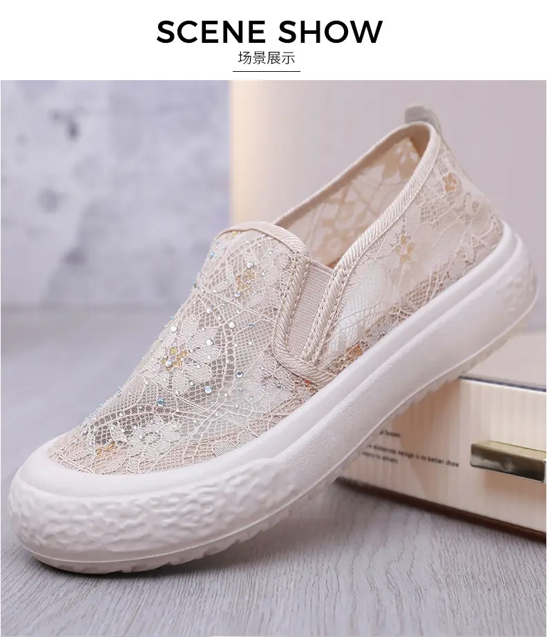 Thick-Soled Fisherman's Shoes Spring and Summer New Women's Shoes Breathable Lace Mesh Women's Flats Lazy Slip-On Casual Women's Shoes Trbottomy — feature 25