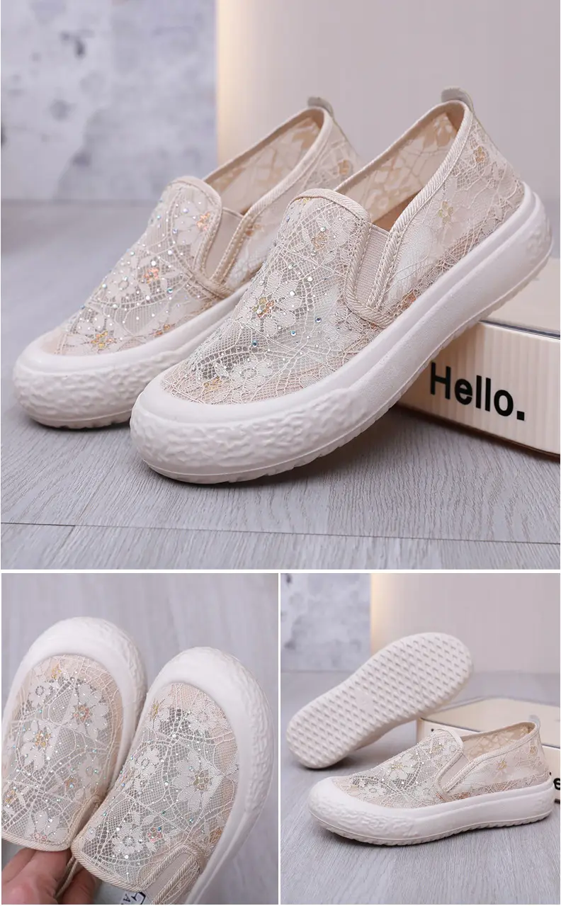 Thick-Soled Fisherman's Shoes Spring and Summer New Women's Shoes Breathable Lace Mesh Women's Flats Lazy Slip-On Casual Women's Shoes Trbottomy — feature 26