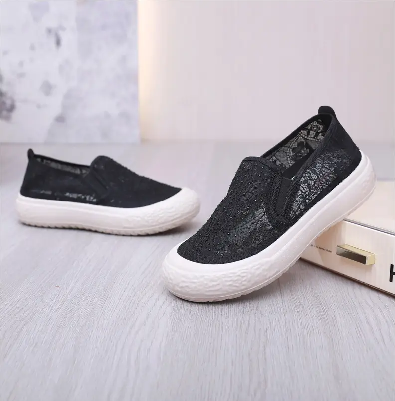 Thick-Soled Fisherman's Shoes Spring and Summer New Women's Shoes Breathable Lace Mesh Women's Flats Lazy Slip-On Casual Women's Shoes Trbottomy — feature 32