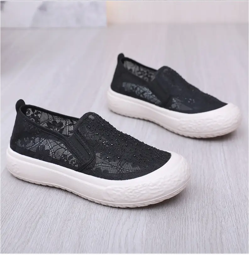 Thick-Soled Fisherman's Shoes Spring and Summer New Women's Shoes Breathable Lace Mesh Women's Flats Lazy Slip-On Casual Women's Shoes Trbottomy — feature 33