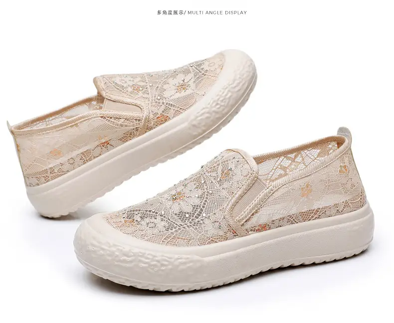 Thick-Soled Fisherman's Shoes Spring and Summer New Women's Shoes Breathable Lace Mesh Women's Flats Lazy Slip-On Casual Women's Shoes Trbottomy — feature 37