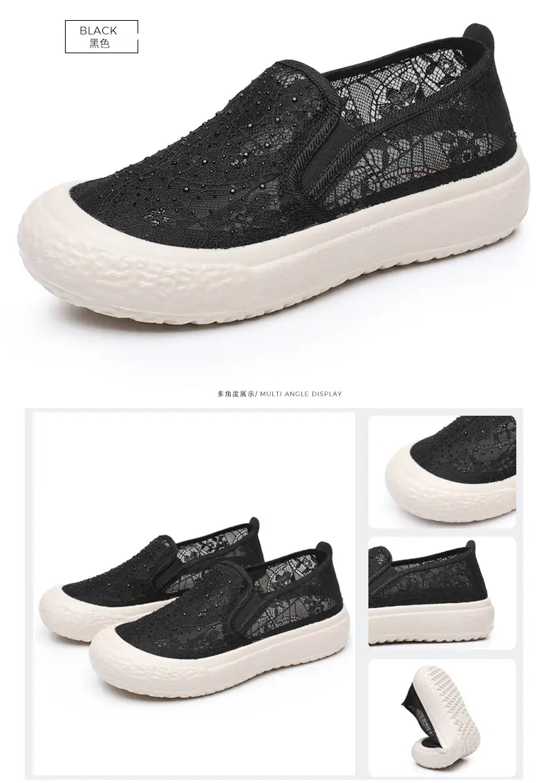 Thick-Soled Fisherman's Shoes Spring and Summer New Women's Shoes Breathable Lace Mesh Women's Flats Lazy Slip-On Casual Women's Shoes Trbottomy — feature 38