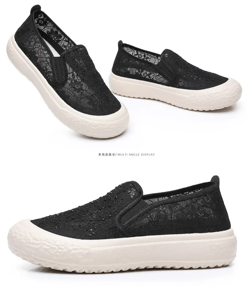Thick-Soled Fisherman's Shoes Spring and Summer New Women's Shoes Breathable Lace Mesh Women's Flats Lazy Slip-On Casual Women's Shoes Trbottomy — feature 39