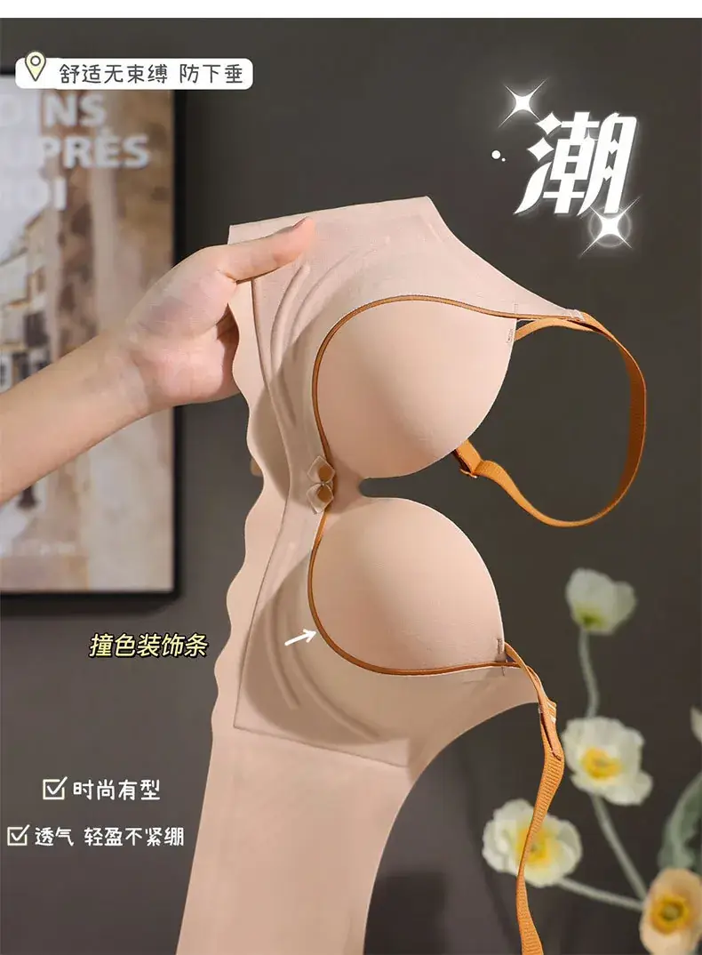 Traceless Palm Cup Women's Small Chest Large Bra — feature 7