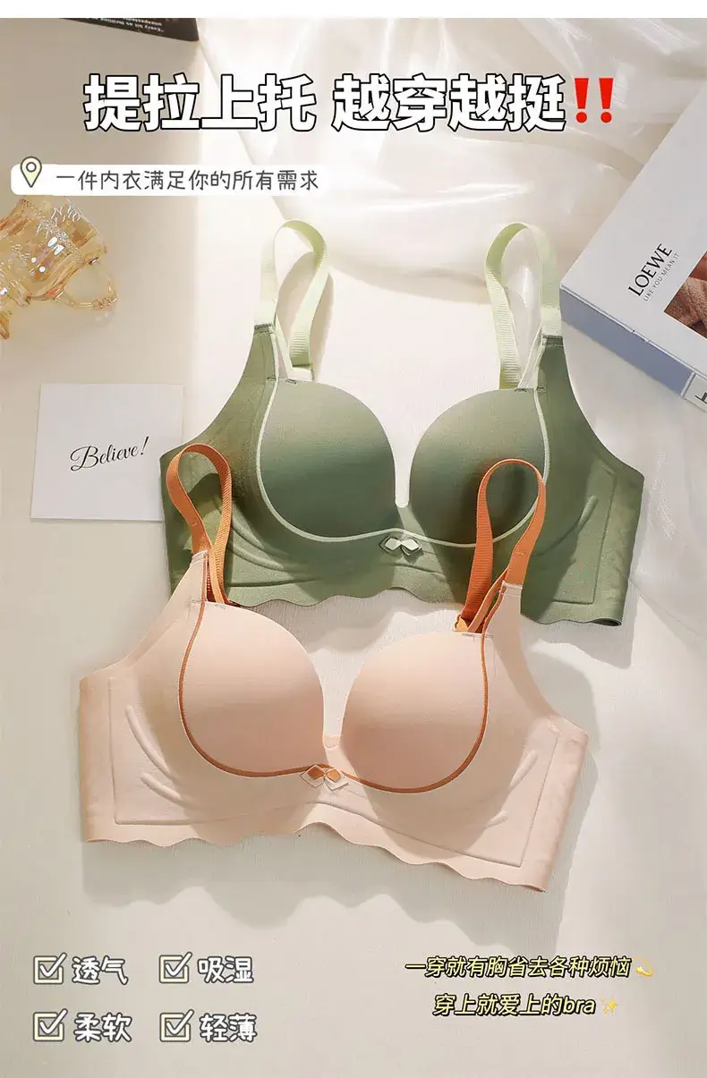 Traceless Palm Cup Women's Small Chest Large Bra — feature 9