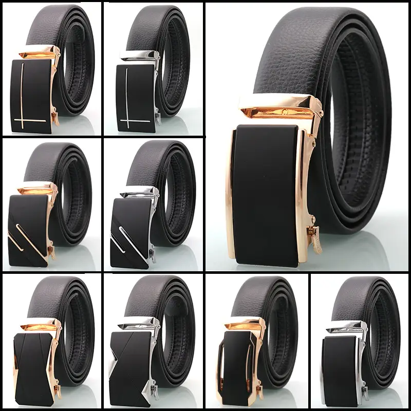 Men's Black Genuine Leather Belt with Silver Buckle