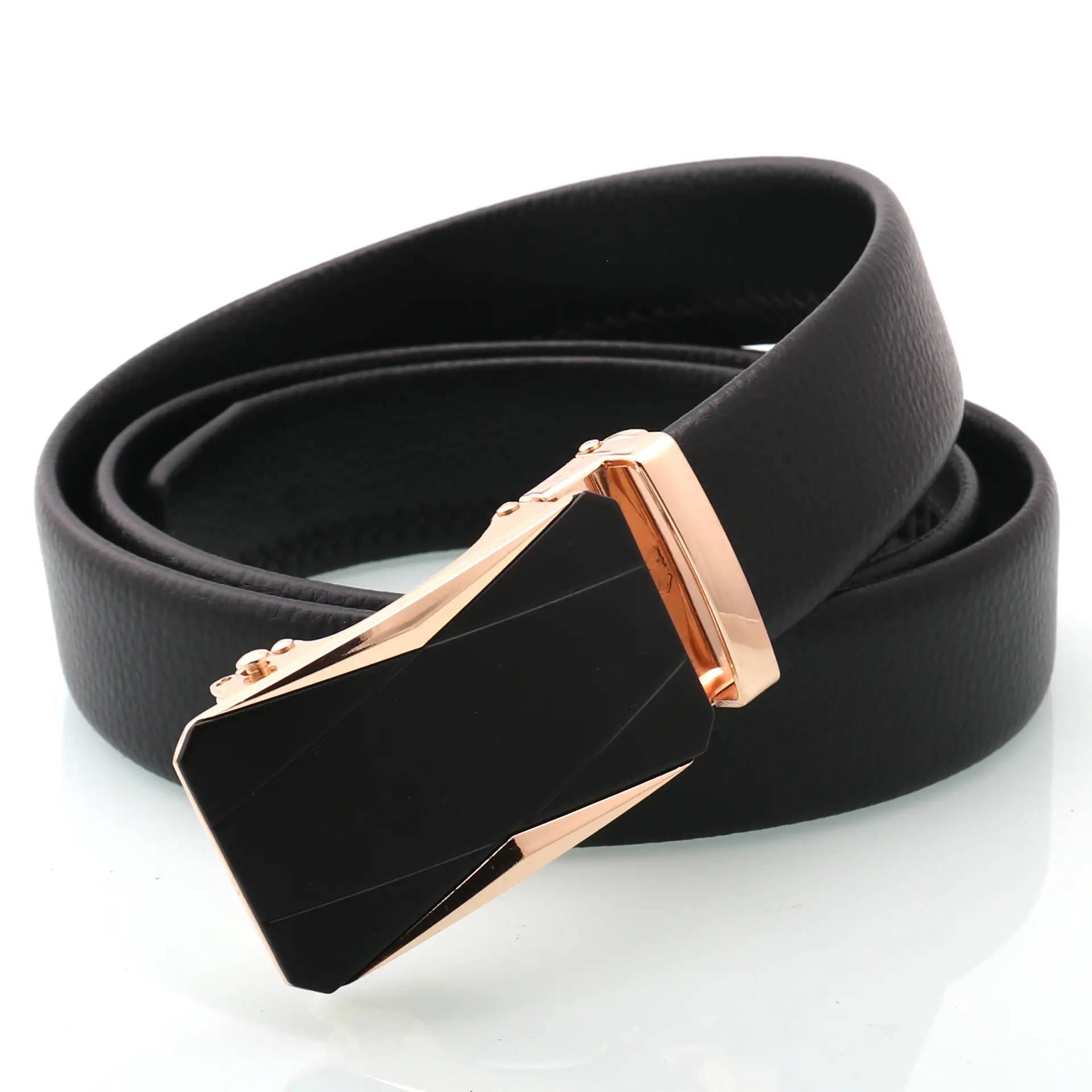 Men's Black Genuine Leather Belt with Silver Buckle — feature 9
