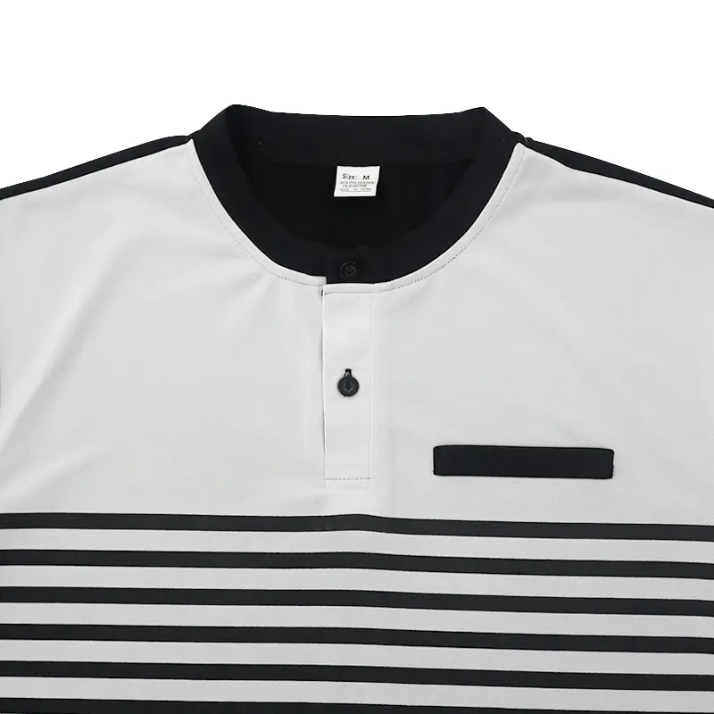 Men Printed Striped Polo Shirt Grey Black Short Sleeve — feature 23