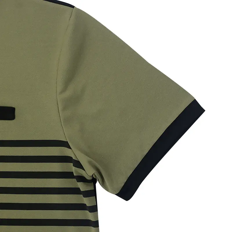 Men Printed Striped Polo Shirt Grey Black Short Sleeve — feature 25