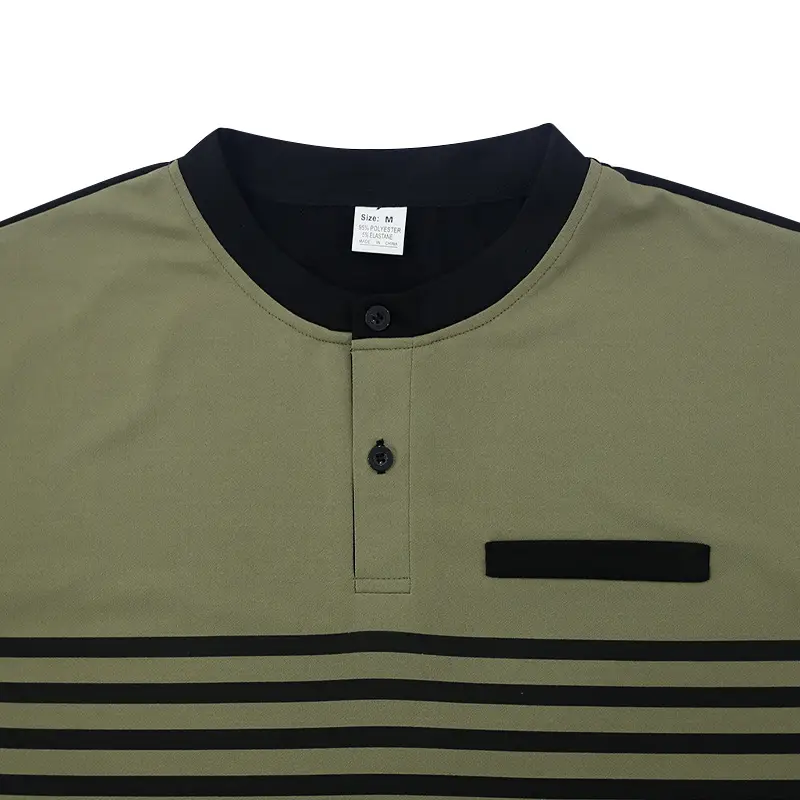 Men Printed Striped Polo Shirt Grey Black Short Sleeve — feature 26