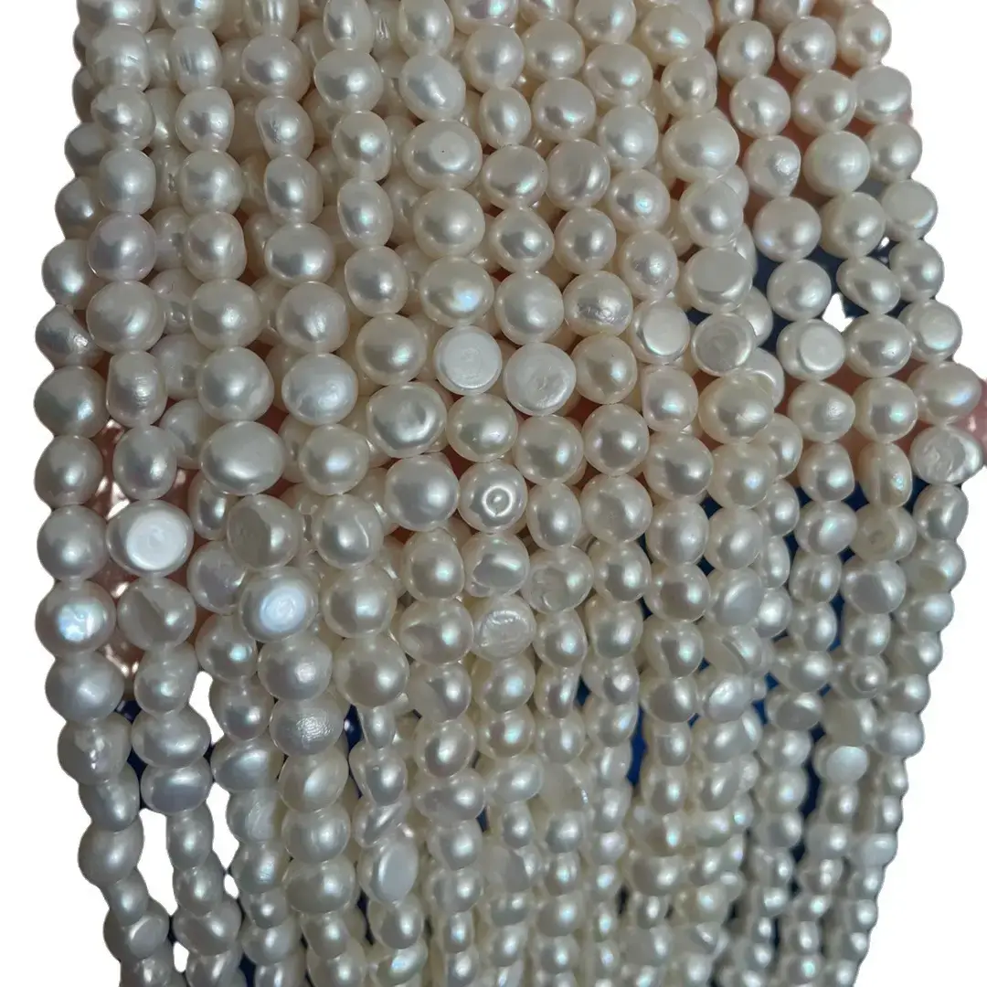 Natural Freshwater Pearl Necklace 9-10mm Threaded Light Semi-Finished - Image 3