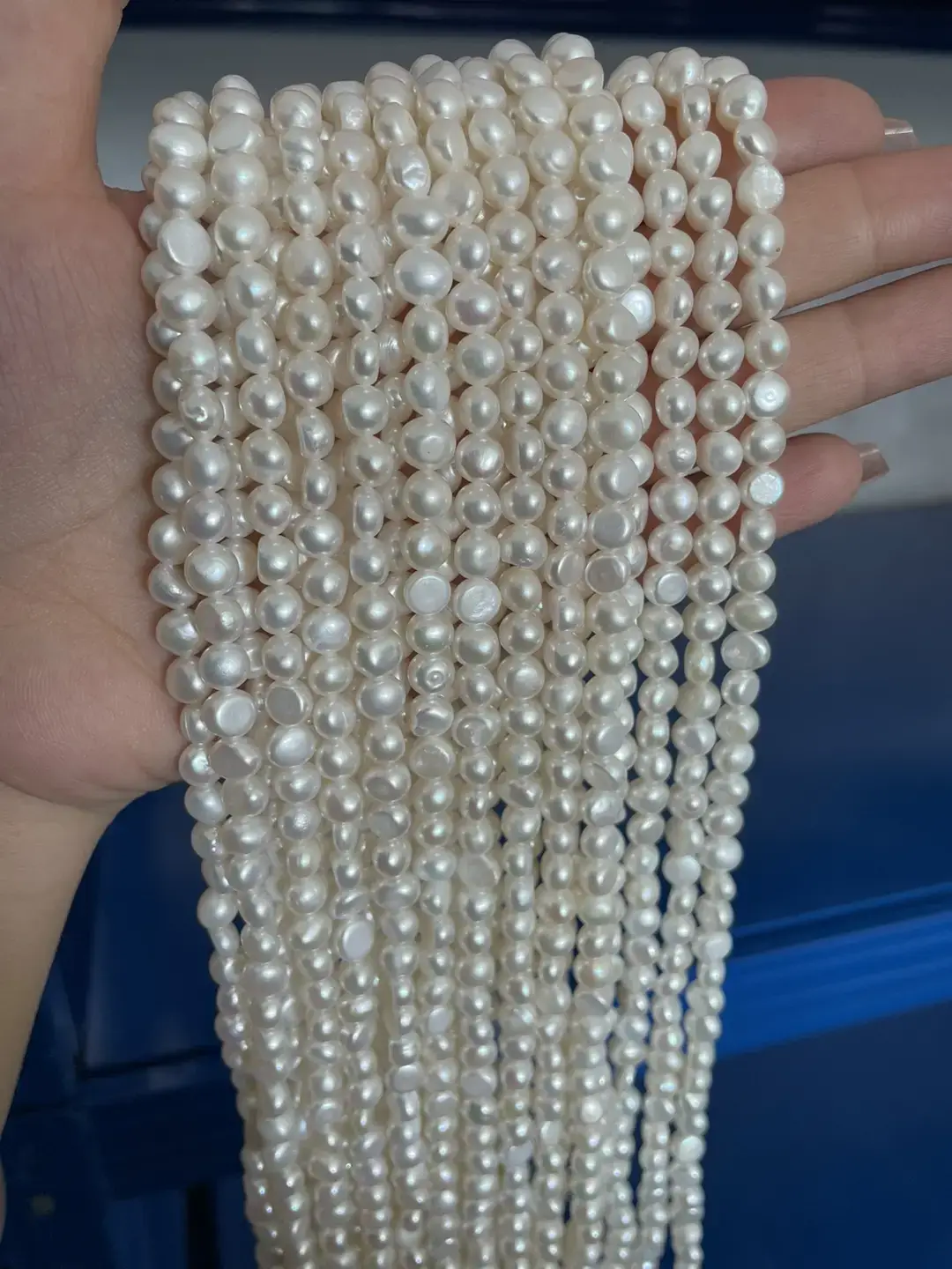 Natural Freshwater Pearl Necklace 9-10mm Threaded Light Semi-Finished — feature 3