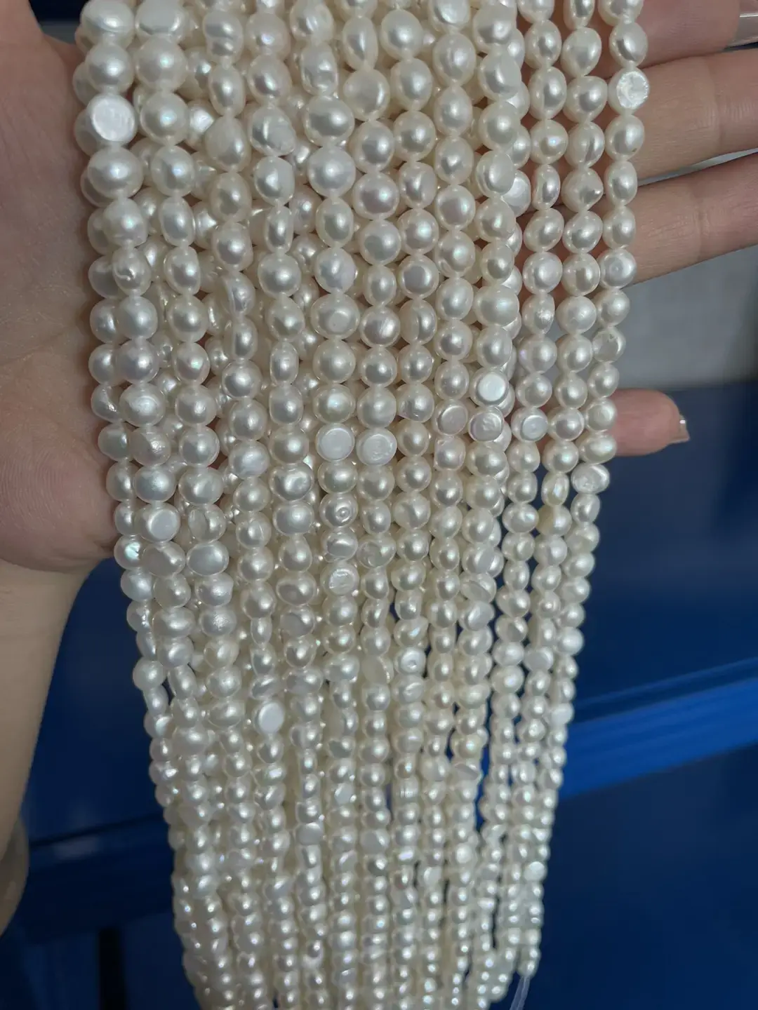 Natural Freshwater Pearl Necklace 9-10mm Threaded Light Semi-Finished — feature 4