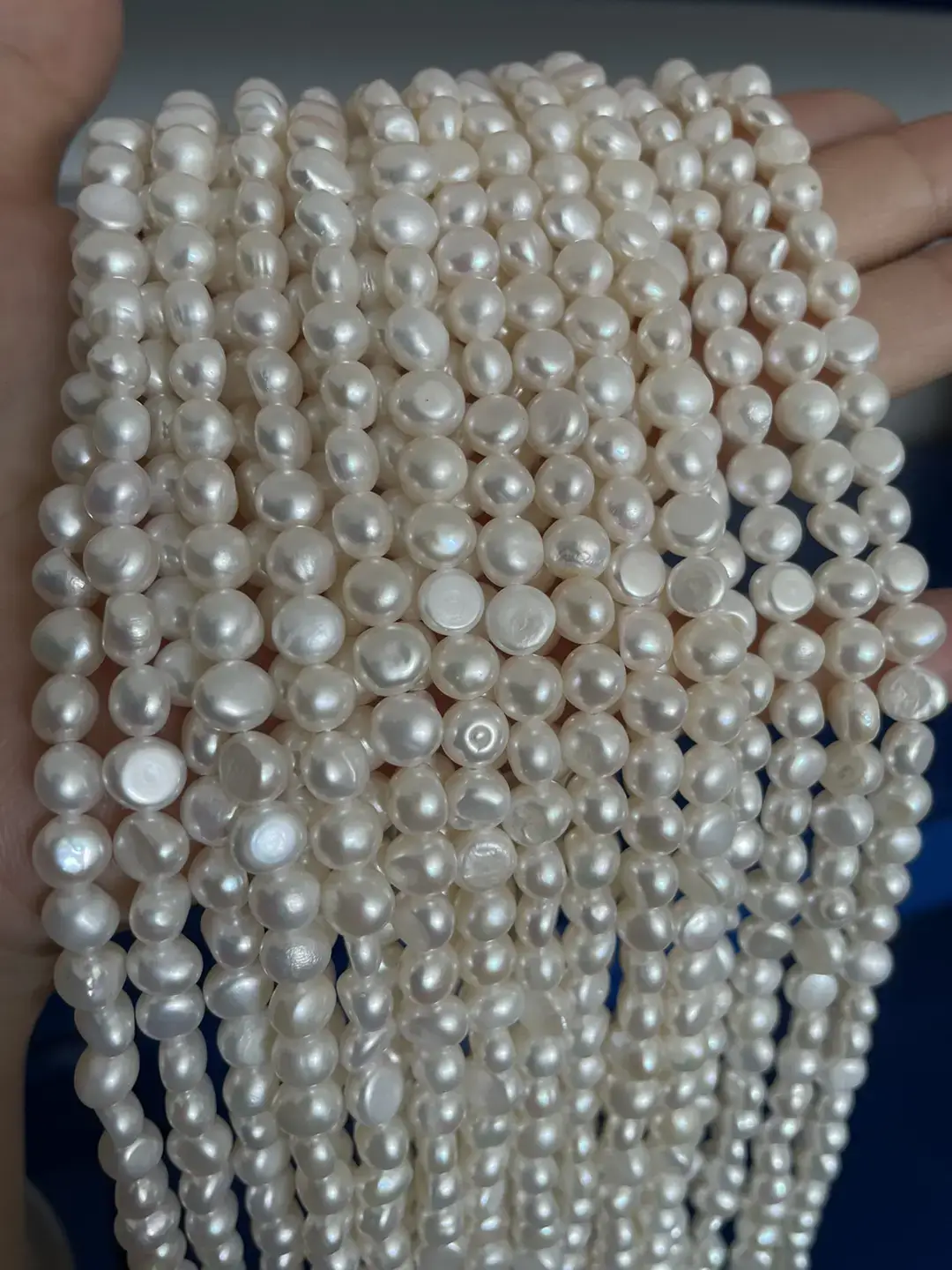 Natural Freshwater Pearl Necklace 9-10mm Threaded Light Semi-Finished — feature 5