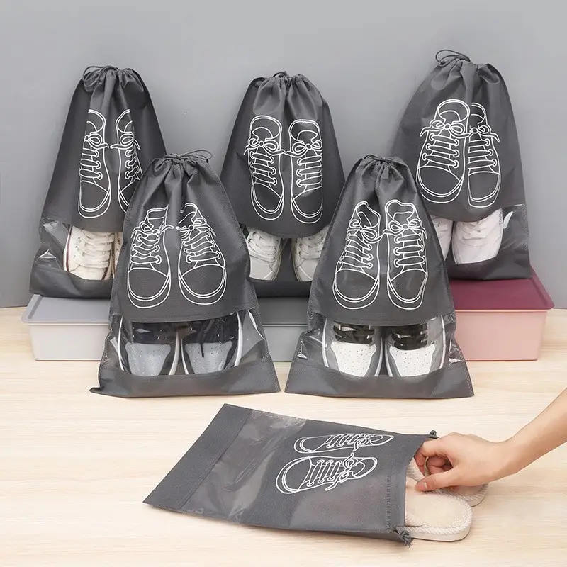 Shoes Storage Bag Shoe Bag Non-woven Dustproof Moisture-proof Travel Shoes Storage Household Transparent Shoe Cover