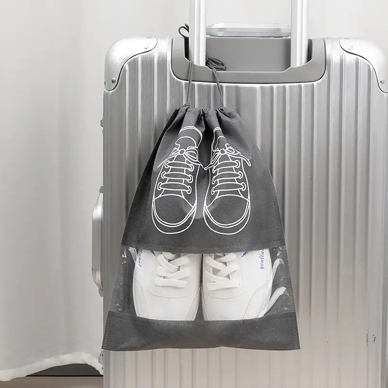 Shoes Storage Bag Shoe Bag Non-woven Dustproof Moisture-proof Travel Shoes Storage Household Transparent Shoe Cover
