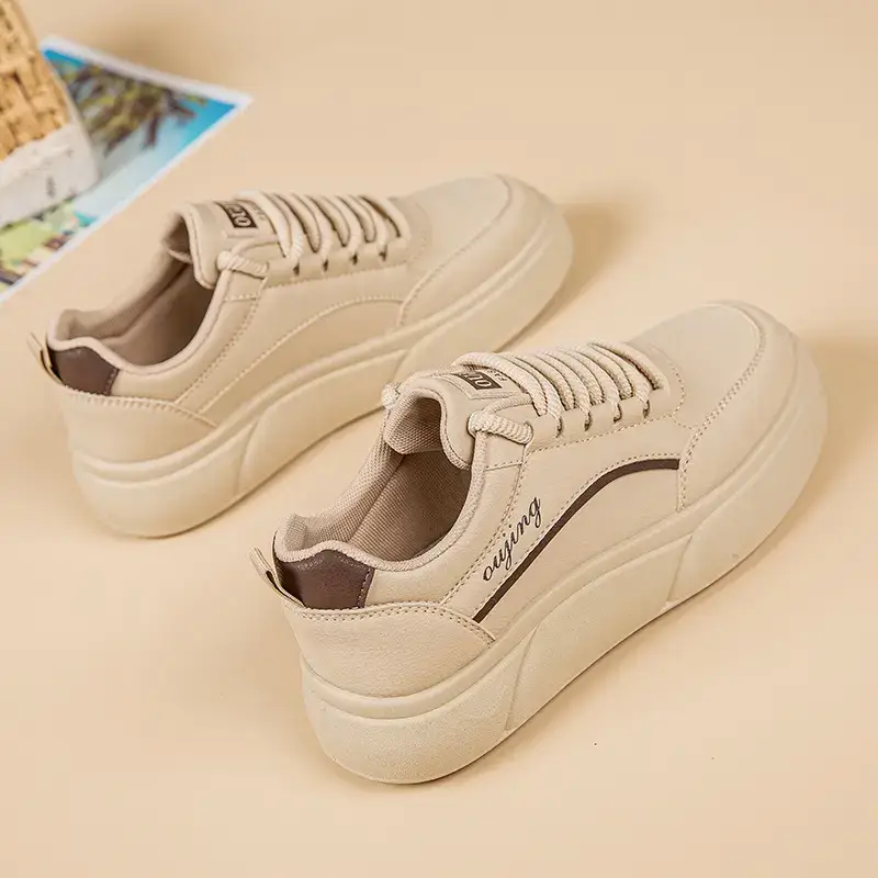 Women's White Thick Sole Casual Sneakers 2025 - Image 4