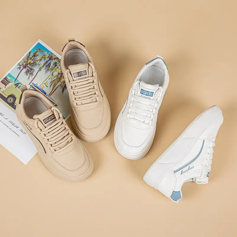 Women's White Thick Sole Casual Sneakers 2025 - Image 5