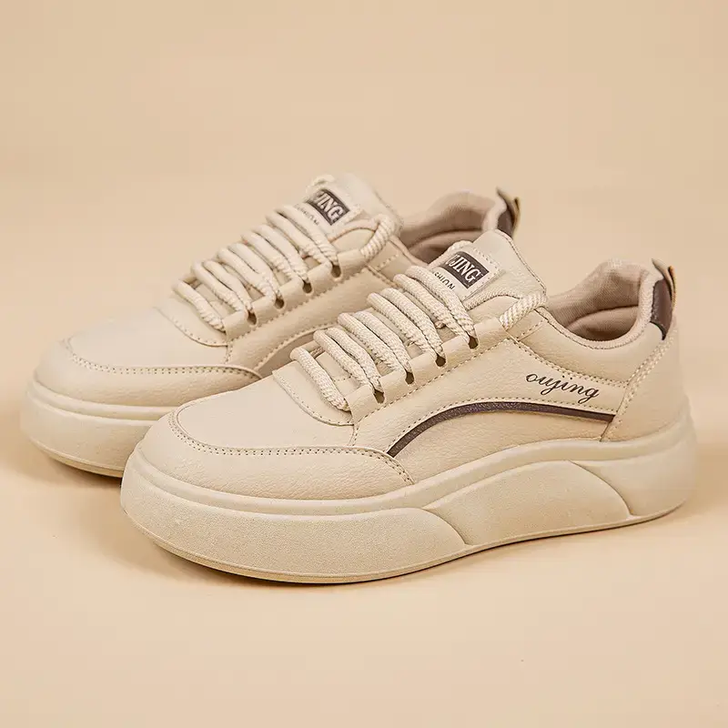 Women's White Thick Sole Casual Sneakers 2025 - Image 2