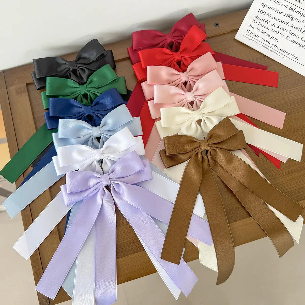 Sweet Girl Bow Ribbon Hairpin White High-end Hair Accessory - Image 14